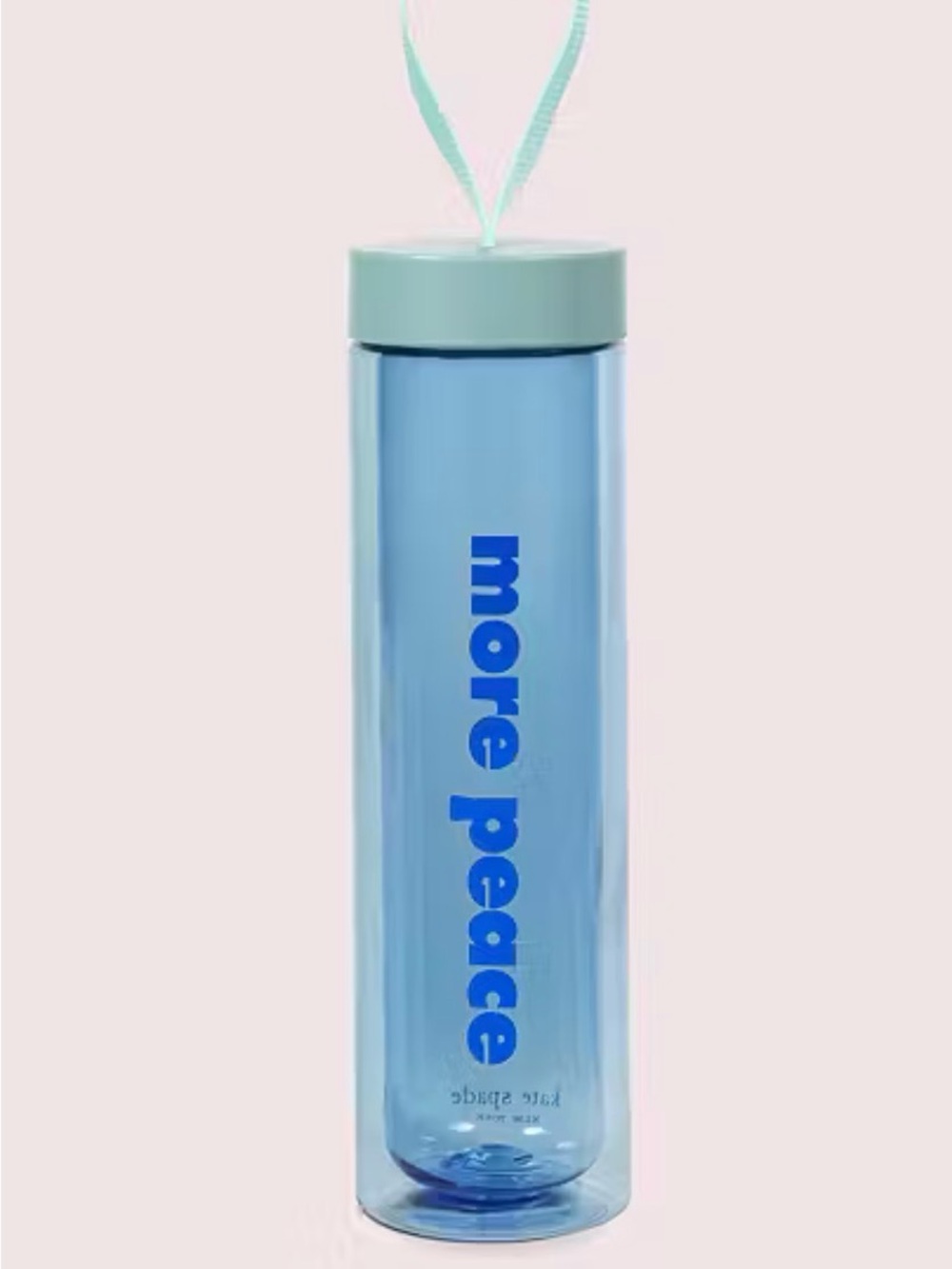 NWT Kate Spade Clear Water Bottle with Mint Lid and Blue Accents